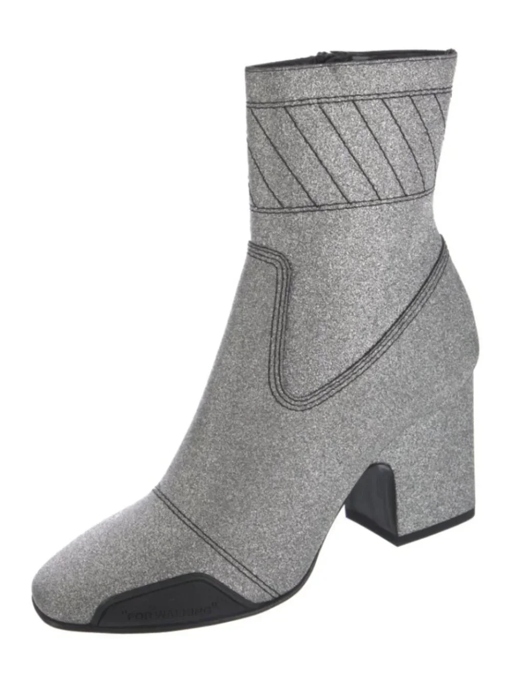 Off-White 2019 Glitter Sock Boots Silver Metallic Size 36 / US 6
